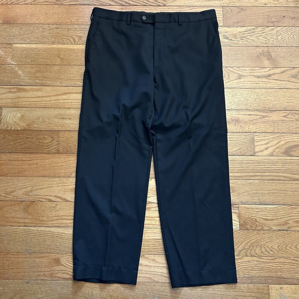 John Varvatos USA Soho Fit 100% Wool Black Pleated Trousers Pants 36x26